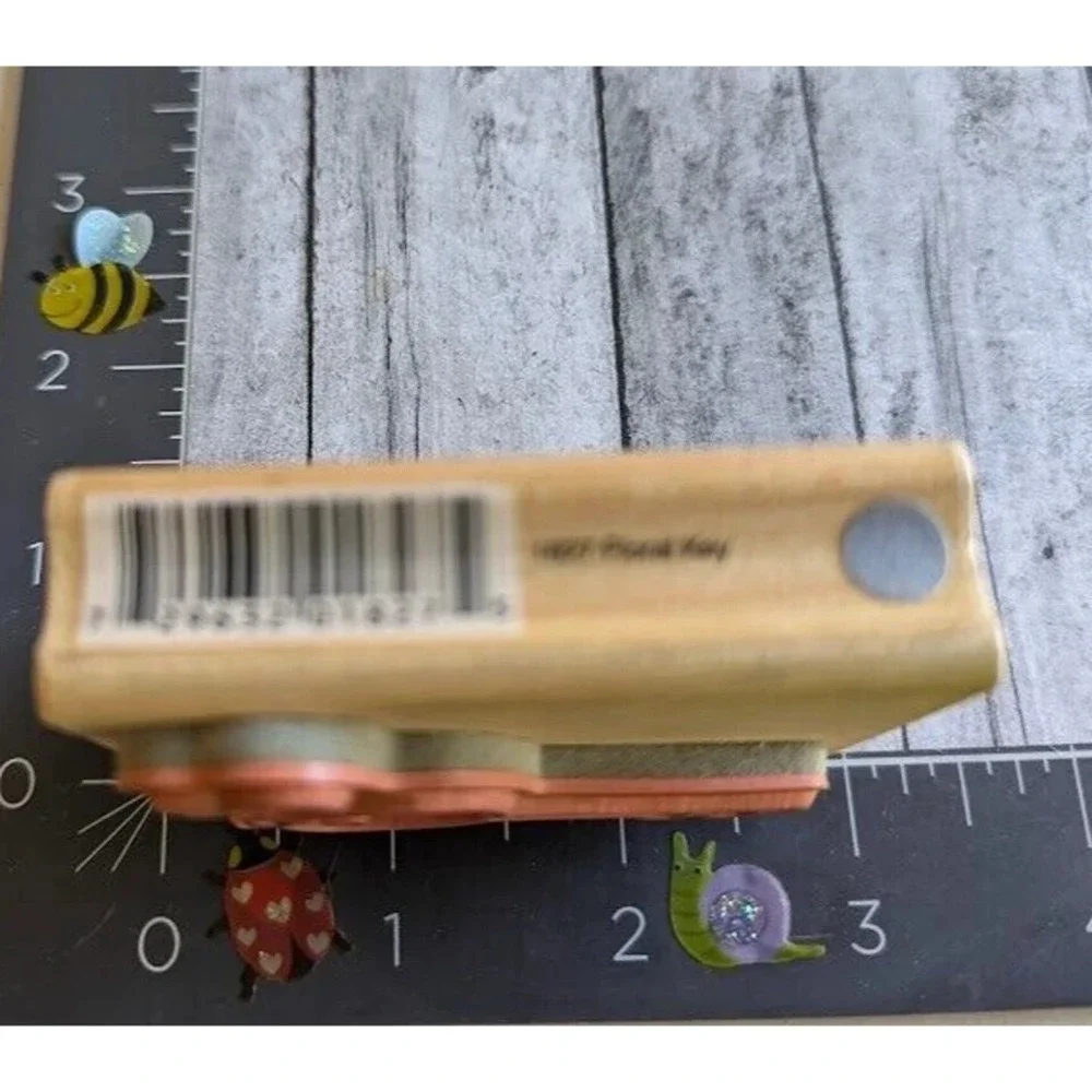 Hampton Art Floral Key Flower Rubber Stamp Wood #B118